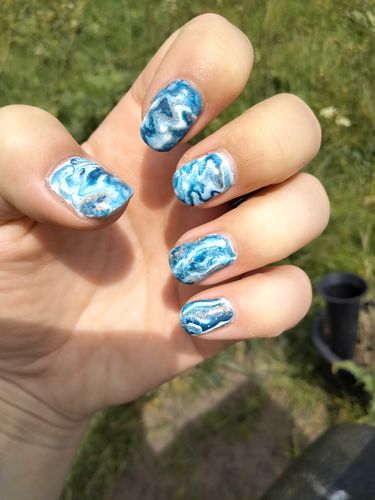 Customer photo review of Semilac 406 Blue Tea UV Gel Polish 7ml