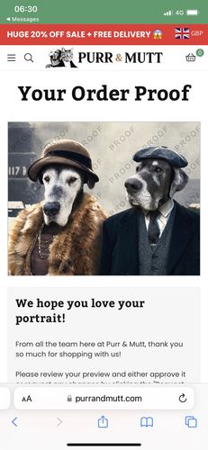 Customer photo review of The Peaky Duo – Custom Pet Canvas