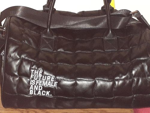 Customer photo review of THE FUTURE IS FEMALE AND BLACK.® Quilted Weekender Bag