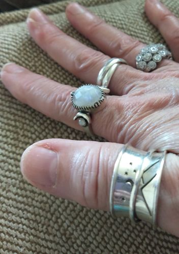 Customer photo review of Stars and Moon Ring Spinner Sterling Silver