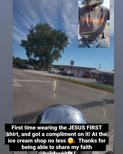 Customer photo review of Jesus First Tee - Orange