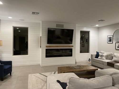 Customer photo review of Touchstone Sideline 72” Wall-Mount / Recessed Electric Fireplace