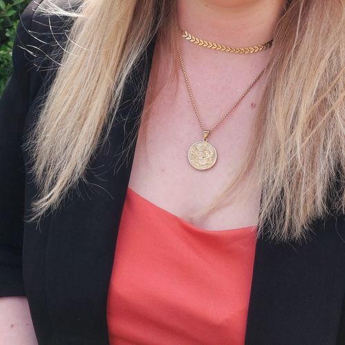 Customer photo review of Cali Coin Necklace