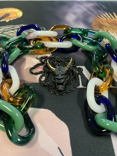 Customer photo review of Oni Mask Pendant - Black