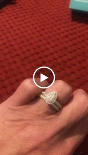 Customer video review of Halo Pear Moissanite Triple Row Pave Engagement Ring