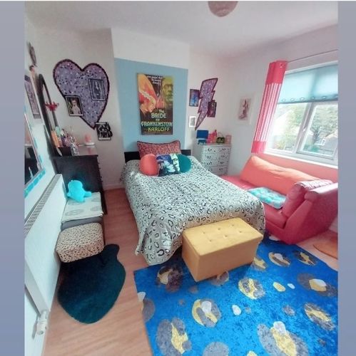 Customer photo review of Blue Leopard Print Rug Velvet