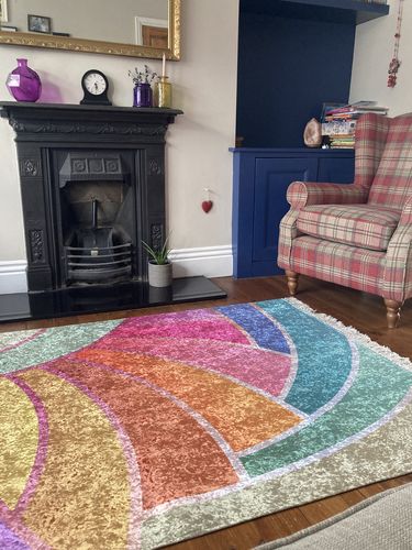 Customer photo review of Velvet Rainbow Art Deco Rug