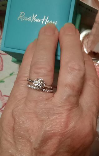 Customer photo review of Classic Solitaire Radiant Moissanite Four Prong Polish Engagement Ring