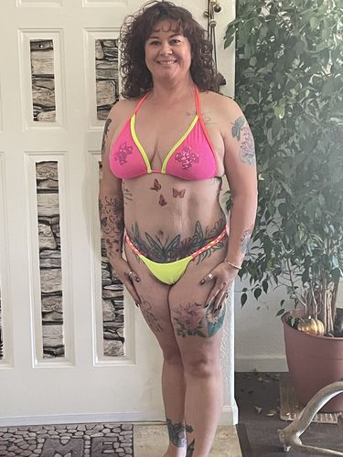 Customer photo review of Neon lights Sheer Fun top