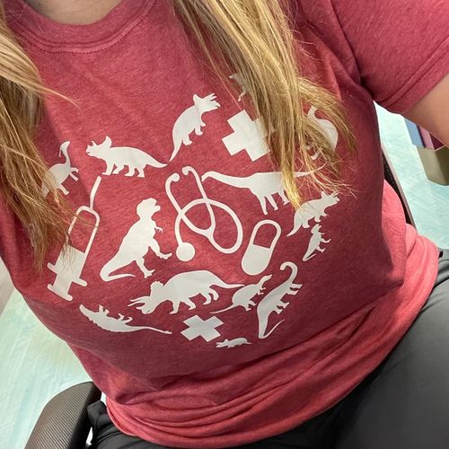 Customer photo review of Pediatric Nurse Funny Print Short Sleeve T-shirt