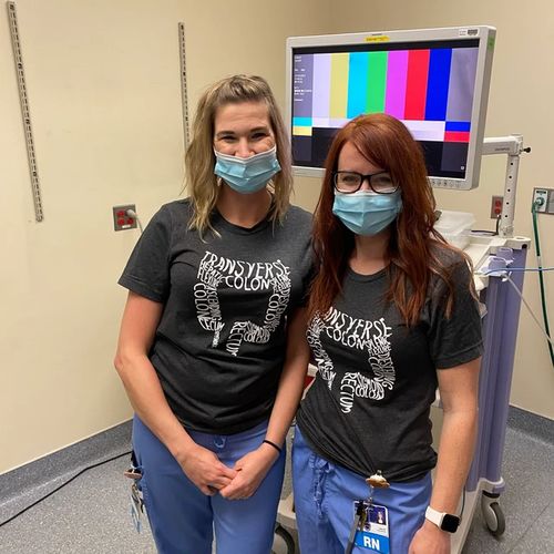 Customer photo review of Nurse Endoscopy Colon Anatomy Funny Print Short Sleeve T-shirt