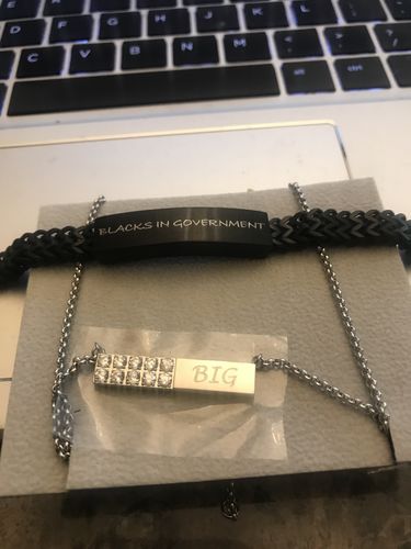 Customer photo review of Reversible Bar Engravable Necklace