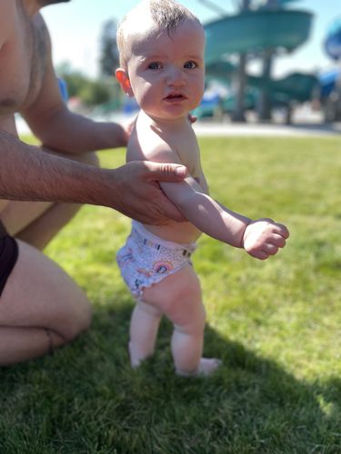 Customer photo review of Cheeky Cloth One Size Reusable Swim Diaper "Rainbow"