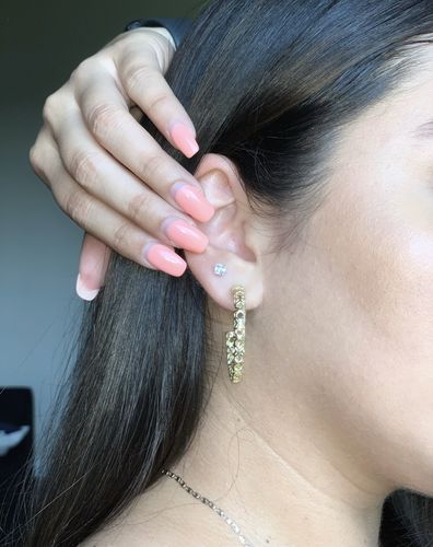 Customer photo review of Square Crystal Studs | 4.5 mm