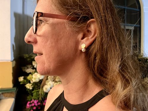 Customer photo review of Mini Pearl Clip-On Earrings