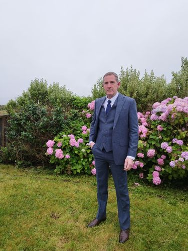 Customer photo review of Derby Cobalt Signature Style Italian Tweed Suit