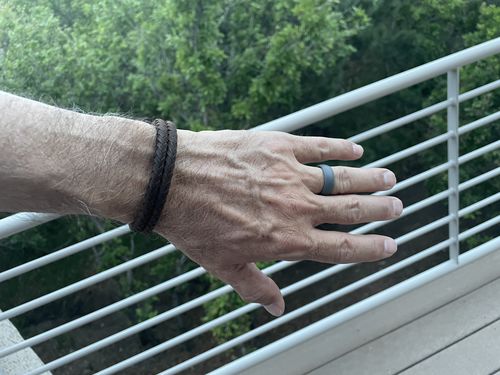 Customer photo review of Double Row Leather Engravable Bracelet