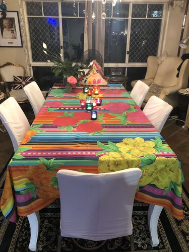 Customer photo review of The Gardens of Mexico Tablecloth