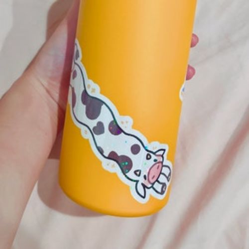 Customer photo review of MORE Sparkly Long Cow Stickers!