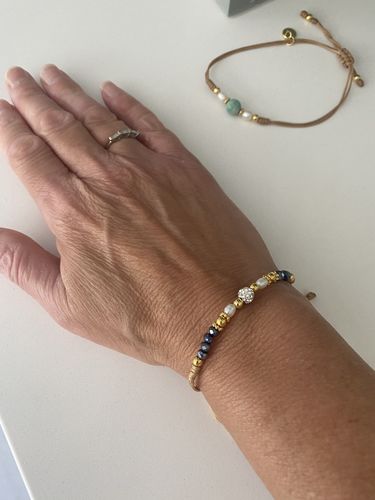 Customer photo review of Mother and Daughter Petrol Metallic Bracelet