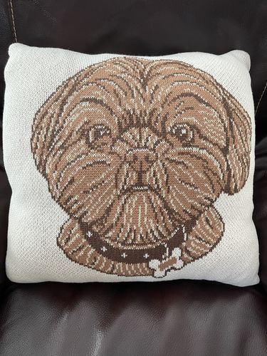 Customer photo review of Dog Face - Custom Knitted Pillow