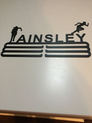 Customer photo review of Personalized Medal Display Hanger