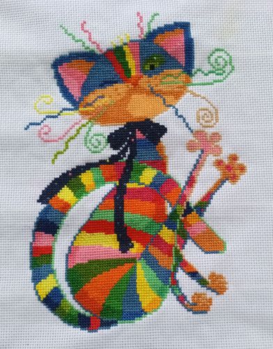 Customer photo review of Kreuzstich - Abstrakte bunte Katze | 25x30 cm