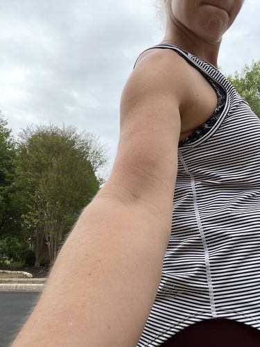 Customer photo review of Breathe Tank - B&W Stripe