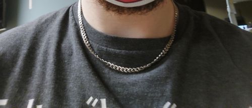 Customer photo review of Cuban Link Necklace - My Baseball Son, #1 Fan, Love Mom