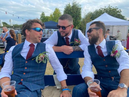 Customer photo review of Retro Blue Check Tweed 3 Piece Suit