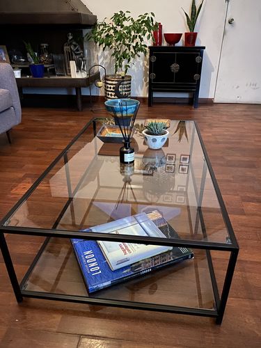 Customer photo review of Mesa de centro Rectangular 120 NEGRA dos niveles GLASS