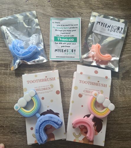 Customer photo review of Rainbow U-Shaped Sensory Toothbrush