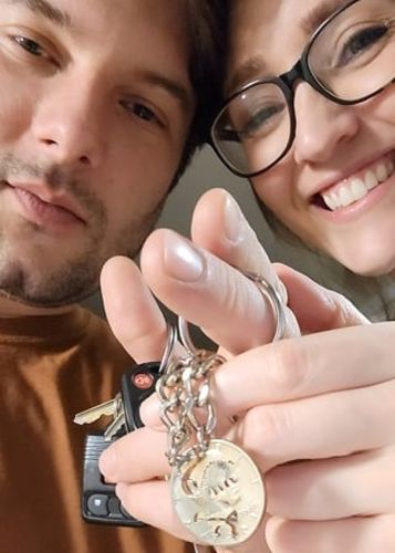 Customer photo review of Dinosaur Relationship Necklace, Ankylosaur T Rex Coin Gift
