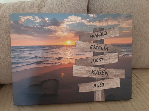 Customer photo review of Lienzo personalizado Corazon en la Playa