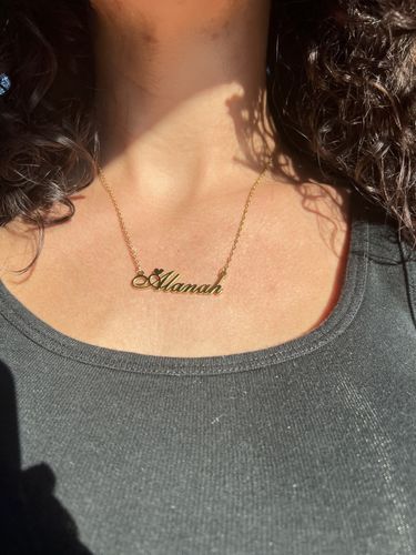 Customer photo review of Amor Name Necklace