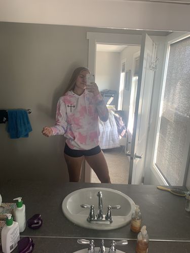Customer photo review of God First Comfort Tie Dye Hoodie