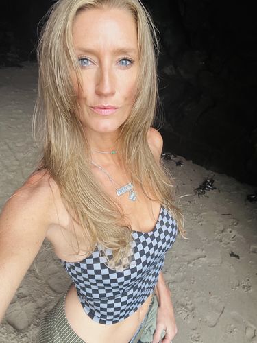 Customer photo review of Salty Savage Ladies OG Smile Classic Sports Bra | Gray/Black Checkerboard