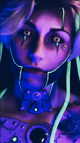 Customer photo review of Black And Yellow Sclera Contacts