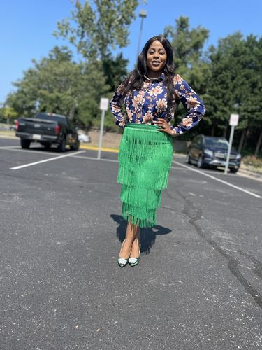 Customer photo review of Bodycon Fringes Skirt Casual Tassel Skirts