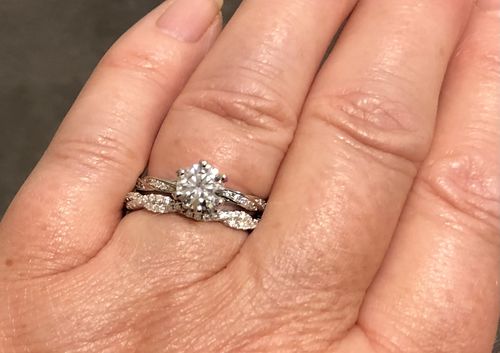 Customer photo review of Moissanite Fashion Twisted Arm Six Prong Sterling Silver Wedding Ring