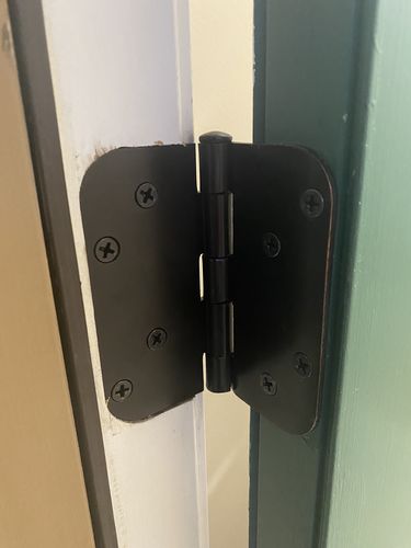 Customer photo review of Pease Oil-Rubbed Bronze Hinge Set (4" x 4", 3 hinges in set)