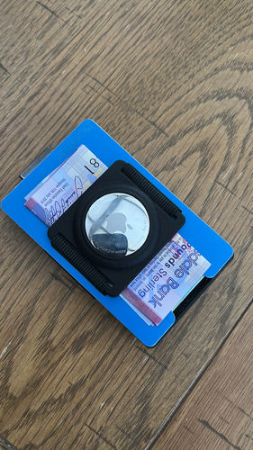 Customer photo review of Galactic Blue Aluminum Slim Wallet