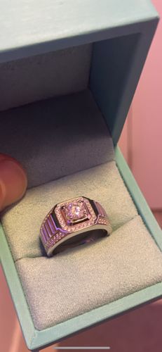 Customer photo review of Fashion Moissanite Sterling Silver Wedding Ring For Men
