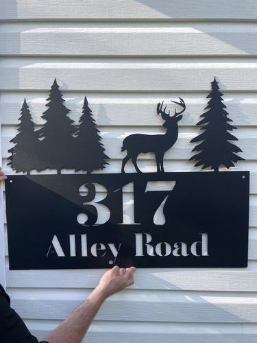 Customer photo review of Custom Deer Home Address Sign ~ Metal Porch Sign, House Number Sign, Metal Address Number Sign, Steel Address Plaque Sign, Home Number Sign