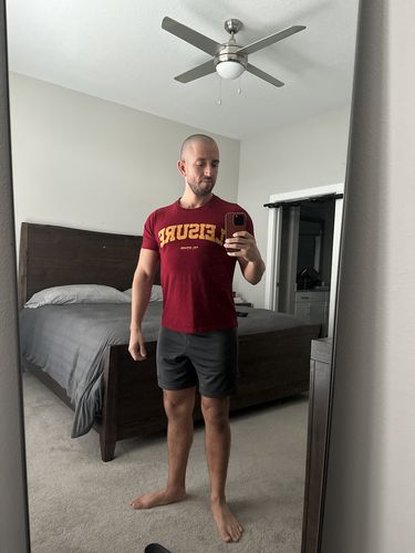 Customer photo review of Leisure Collegiate Tee Maroon