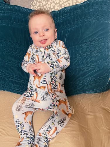 Customer photo review of Warm Winter Wishes Convertible Footie