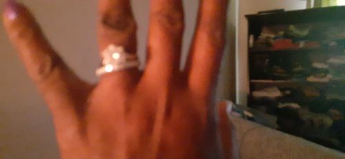 Customer photo review of Pave Moissanite Eternity Wedding Band Ring In Sterling Silver