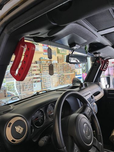 Customer photo review of Aluminum Front & Rear Grab Handles - Red for 11-18 Jeep Wrangler JK/ JKU