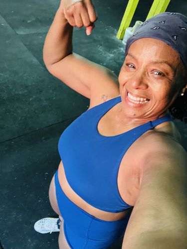 Customer photo review of Blue Sports Bra