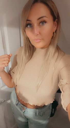 Customer photo review of 14" Silky Straight Clip In Hair Extensions